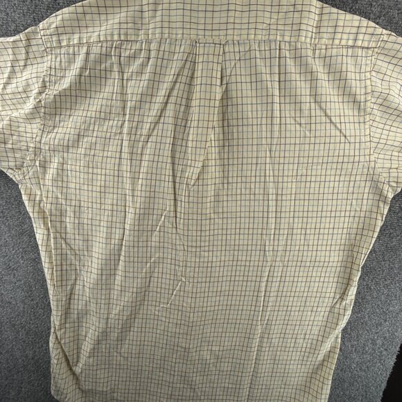 Faconnable Button Up Shirt Men Long Sleeve Yellow Check Pocket USA Made 16 XL - Picture 14 of 16